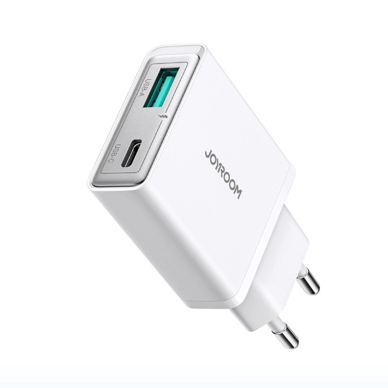 Joyroom Travel Charger Slim C+U PD 20W QC 3.0 / white