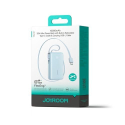 Joyroom JR-PR2L Power Bank with Digital Display C+U+U PD 35W 10000 mAh with Built-in Retractable Type-C and Lightning Lanyard Ca