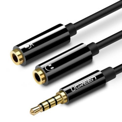 UGREEN AV141 Cable Adapter 3.5mm 4pin male - 2x3.5mm female (headphones + microphone) 0.2m / black