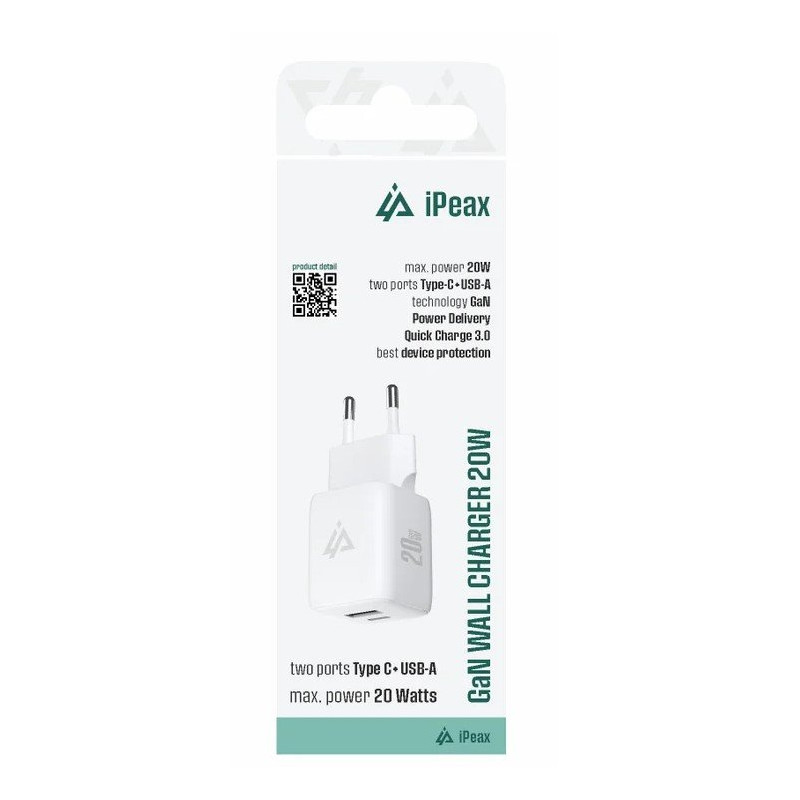 iPEAX 90010129 USB-C / USB-A Charger 20W