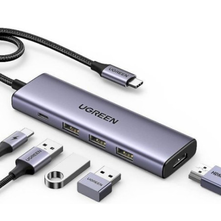 UGREEN 15596 Laptop Dock / Port Replicator USB 3.2 Gen 1 Type-A + Type-C Aluminium 100W USB Power Delivery