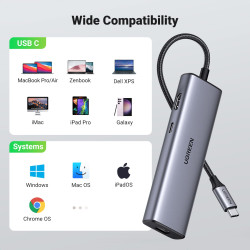 UGREEN 90568 USB-C Hub 2xUSB 3.0 + HDMI + RJ45 + SD/TF + PD