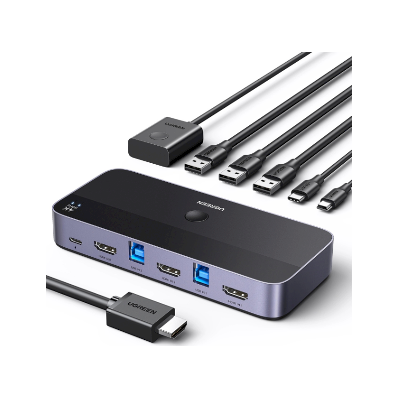 UGREEN CM664 KVM Switch 2 in 1 HDMI / USB-A / USB-B / USB-C / micro USB 4K@60Hz