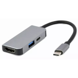 Gembird A-CM-COMBO3-02 USB Type-C 3-in-1 Multi-Port Adapter / silver