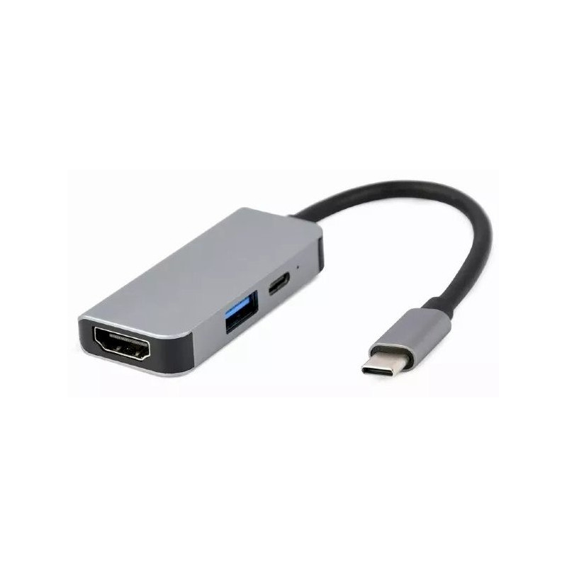 Gembird A-CM-COMBO3-02 USB Type-C 3-in-1 Multi-Port Adapter / silver