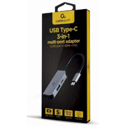 Gembird A-CM-COMBO3-02 USB Type-C 3-in-1 Multi-Port Adapter / silver