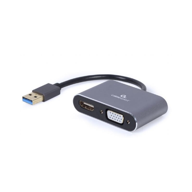 Gembird A-USB3-HDMIVGA-01 USB 3.0 to HDMI + VGA Adapter / space grey