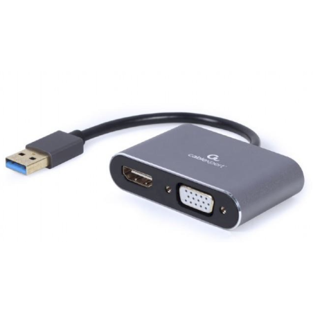 Gembird A-USB3-HDMIVGA-01 USB 3.0 to HDMI + VGA Adapter / space grey