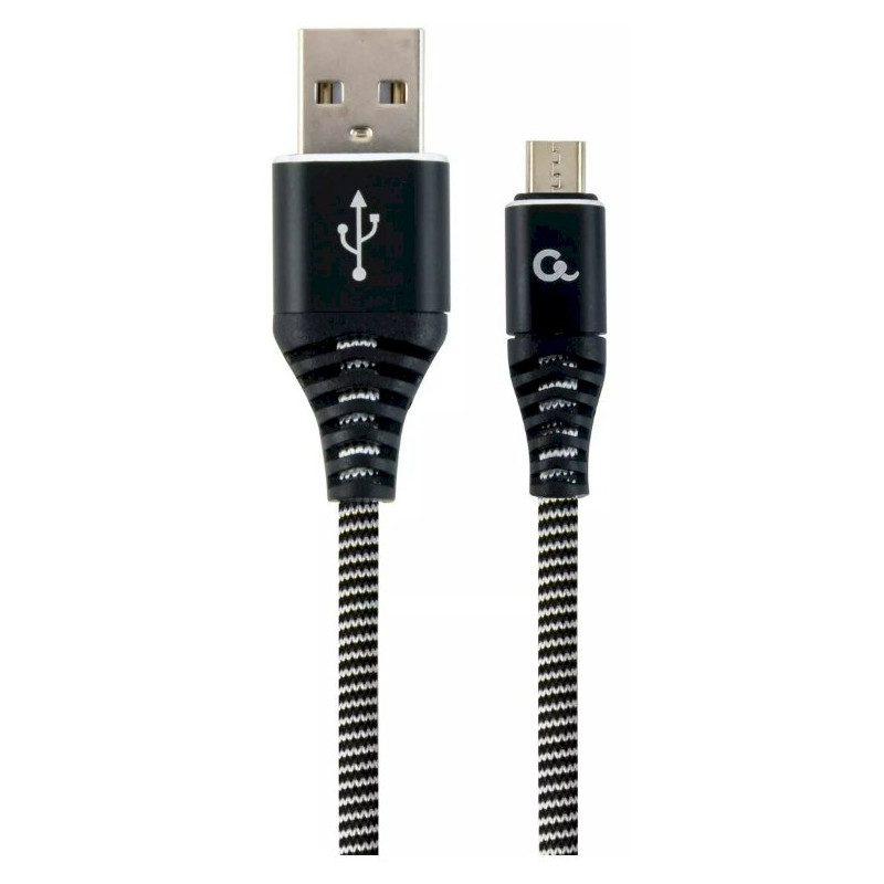 Gembird CC-USB2B-AMMBM-1M-BW USB Cable USB Male - Micro USB Male Premium cotton braided 1m / black/white