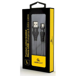 Gembird CC-USB2B-AMMBM-1M-BW USB Cable USB Male - Micro USB Male Premium cotton braided 1m / black/white