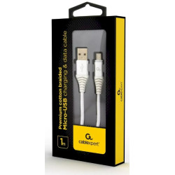 Gembird CC-USB2B-AMMBM-1M-BW2 USB-A to Micro-USB Cable 1m / silver/white