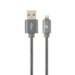 Gembird CC-USB2S-AMLM-2M-BG USB-A to Lightning Cable Premium spiral metal 2m / metallic grey