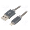 Gembird CC-USB2S-AMLM-2M-BG USB-A to Lightning Cable Premium spiral metal 2m / metallic grey