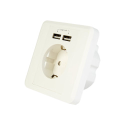 Gembird EG-ACU2A2-01 AC Wall Socket with 2 port USB Charger 2x USB 2.4A Schuko / white