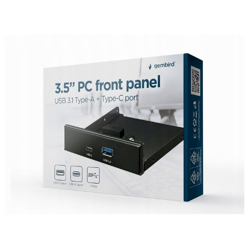 Gembird FDI3-U3C-01 Internal 3.5" Front Panel USB 3.1 Type-A + Type-C Port / black