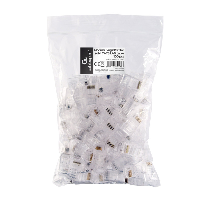 Gembird LC-8P8C-002/100 RJ45 8P8C LAN Plug Cat 6 100 pcs