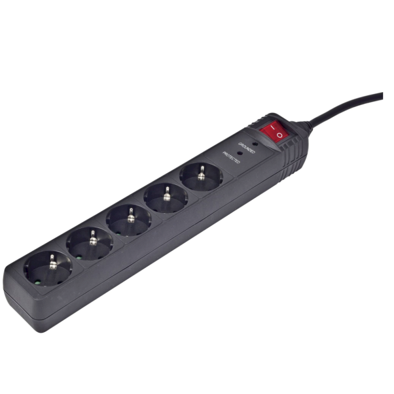 Gembird SPG5-C-10 Surge Protector 5 sockets 3 m / black