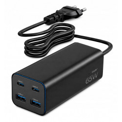 Gembird TA-UC-2A2C-PD65-01BK 4-Port GaN USB PowerDelivery Fast Charger 65W / black