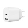Gembird TA-UC-2AC12-01 Universal USB Charger USB-A + USB-C 2.4A / white