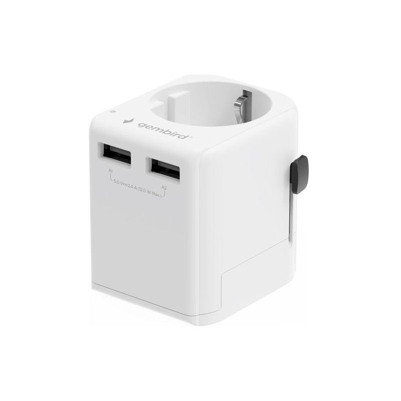 Gembird TPA-EU2A12-01-W Universal Travel Adapter 12W / white