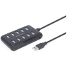 Gembird UHB-U2P10P-01 USB 2.0 10-port Hub / black