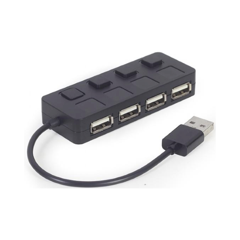 Gembird UHB-U2P4-05 USB 2.0 4-Port Hub with Switches / black