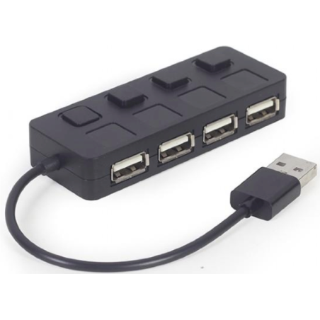 Gembird UHB-U2P4-05 USB 2.0 4-Port Hub with Switches / black