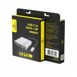 Gembird A-CM-HDMIFDPF-01 USB-C to HDMI + DP Adapter 4K 60Hz / black