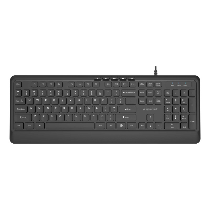 Gembird KB-MCH-05 Slim Multimedia Wired Keyboard USB-A + USB-C / black
