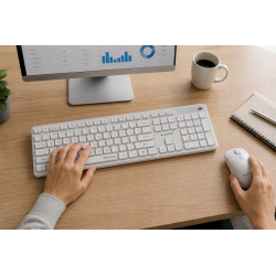 Gembird KBS-WMS-01-W Silent Key Pro Business Wireless Desktop Set Keyboard and Mouse US / white