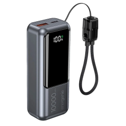 Gembird PB10-PD20-LCD-02 Power Bank 10000mAh 20W PD & QC 3.0 with Integrated Cable LCD
