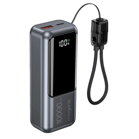 Gembird PB10-PD20-LCD-02 Power Bank 10000mAh 20W PD & QC 3.0 with Integrated Cable LCD