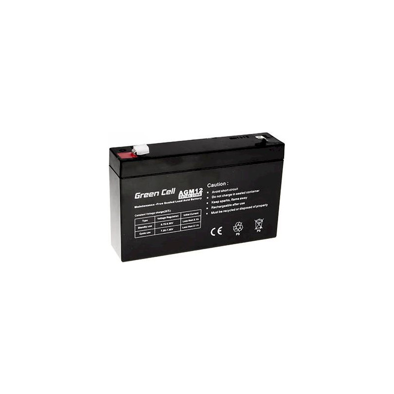 GreenCell AGM12 Maintenance-Free Battery for Toy Cash Register Alarm System 6V / 7Ah