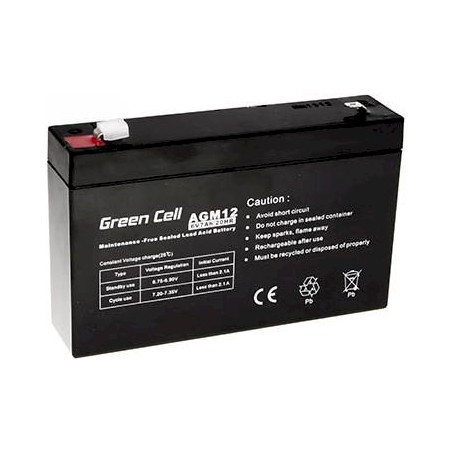 GreenCell AGM12 Maintenance-Free Battery for Toy Cash Register Alarm System 6V / 7Ah