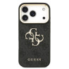 Guess PU Leather 4G Metal Logo Gold Frame Case for iPhone 18 Pro / Black