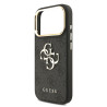 Guess PU Leather 4G Metal Logo Gold Frame Case for iPhone 18 Pro / Black