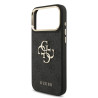 Guess PU Leather 4G Metal Logo Gold Frame Case for iPhone 18 Pro Max / Black