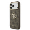 Guess PU Leather 4G Metal Logo Gold Frame Case for iPhone 18 Pro Max Brown