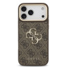 Guess PU Leather 4G Metal Logo Gold Frame Case for iPhone 18 Pro Max Brown