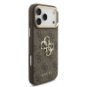 Guess PU Leather 4G Metal Logo Gold Frame Case for iPhone 18 Pro Max Brown