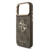 Guess PU Leather 4G Metal Logo Gold Frame Case for iPhone 18 Pro Max Brown