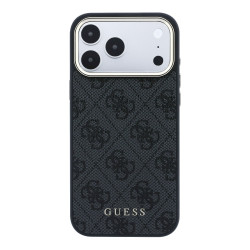 Guess PU Leather 4G Gold Frame MagSafe Case for iPhone 18 Pro / Black