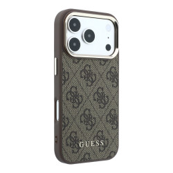 Guess PU Leather 4G Gold Frame MagSafe Case for iPhone 18 Pro / Brown