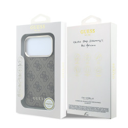 Guess PU Leather 4G Gold Frame MagSafe Case for iPhone 18 Pro Max / Brown