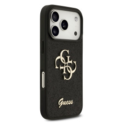 Guess PU Fixed Glitter 4G Metal Logo Case for iPhone 18 Pro / black