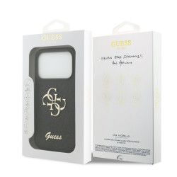 Guess PU Fixed Glitter 4G Metal Logo Case for iPhone 18 Pro / black