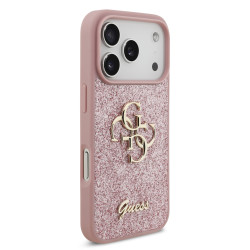 Guess PU Fixed Glitter 4G Metal Logo Case for iPhone 18 Pro / Pink