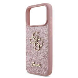 Guess PU Fixed Glitter 4G Metal Logo Case for iPhone 18 Pro / Pink