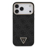 Guess PU Leather 4G Strass Triangle Logo Gold Frame MagSafe Case for iPhone 18 Pro Max / black