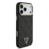 Guess PU Leather 4G Strass Triangle Logo Gold Frame MagSafe Case for iPhone 18 Pro Max / black